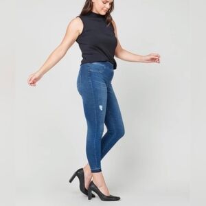 SPANX High Waist Pull-On Shaping Distressed Skinny Jeans Dark Wash Plus Size
